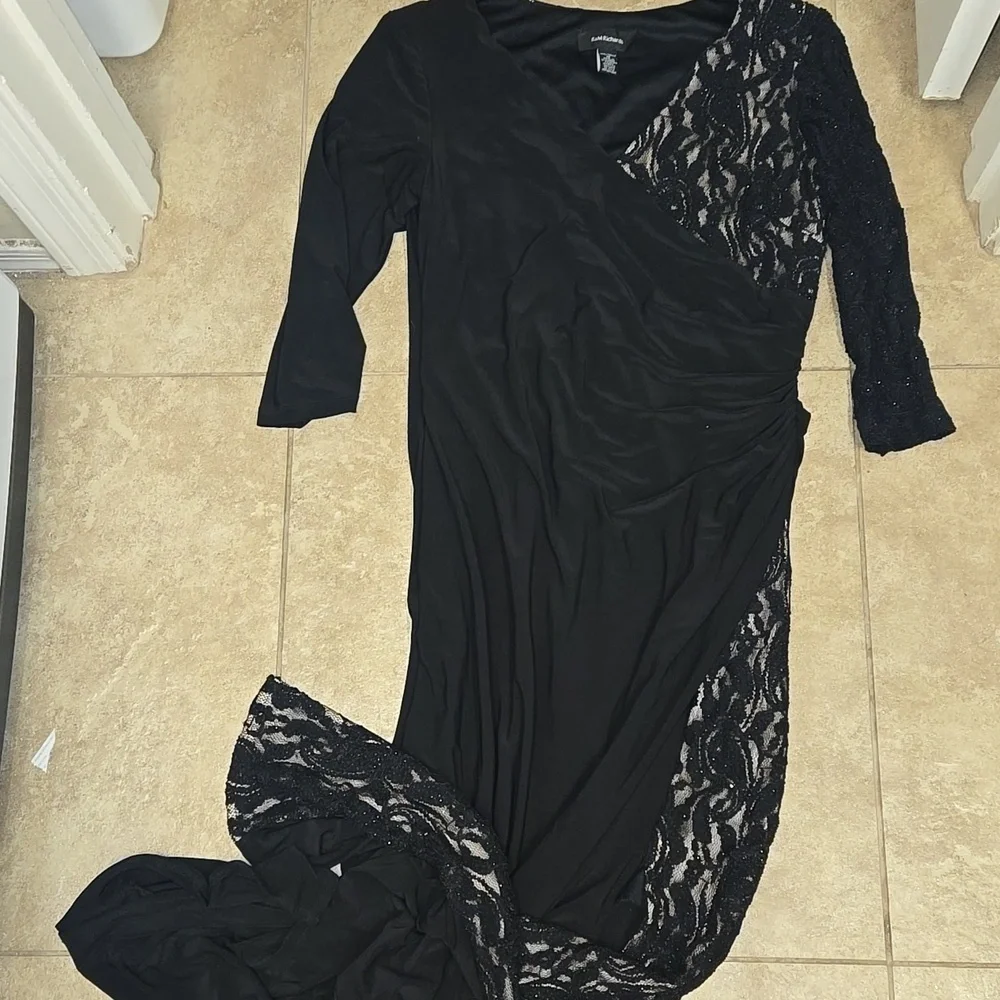 R&M Richards Black One Shoulder Lace Dress
